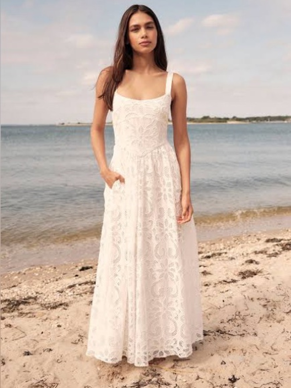 Saylor Maryl Open Stitch Sleeveless Maxi Dress Boho Quiet Luxury